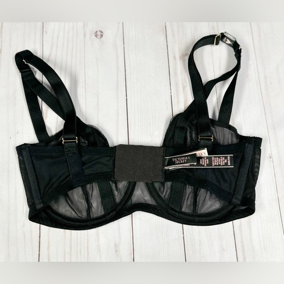 Victoria's Secret Very Sexy Unlined Mesh Balconette Bra Size 32DD Black NWT - Picture 5 of 6